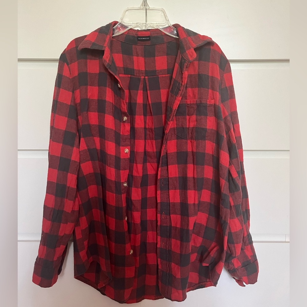 Brandy Melville black and red flannel button down shirt size M
